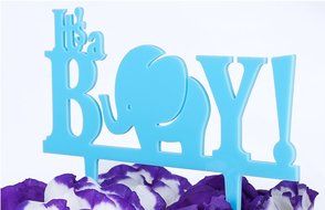 LOVENJOY Gift Box Pack It's A Boy Gender Reveal Baby Shower Cake Topper (5.5-inch, Blue) N11
