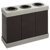 Safco - At-Your-Disposal Black Recycling Center, Polyethylene, Three 28gal Bins