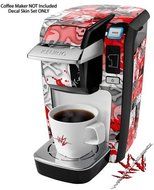 Checker Skull Splatter Red - Decal Style Vinyl Skin fits Keurig K10 Mini Plus Coffee Makers (KEURIG NOT INCLUDED)