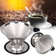 Pour over Coffee Filter Cone Coffee Dripper Stainless Steel Paperless Reusable Coffee Filter w/ Stand Double Mesh... N12