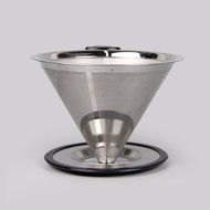 Pour over Coffee Filter Cone Coffee Dripper Stainless Steel Paperless Reusable Coffee Filter w/ Stand Double Mesh... N13