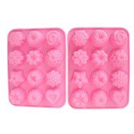 Bestjybt&reg; Set of 2 Flowers Silicone Non Stick Chocolate Mold Soap Mold Cake Bread Mold Jelly Candy Baking Mould N4