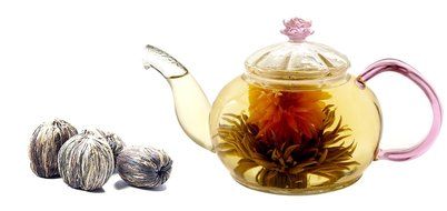 Tea gift Glass Teapot Duo, 16oz/470ml with Fab Flowering Tea (2 Blooms) N26