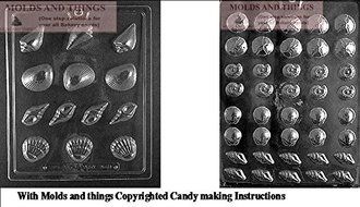 SeaShells chocolate candy mold, Tiny shell chocolate candy mold With &copy; Candy Making Instruction