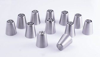 DIY Russian Piping Tips - 12 Pcs Set for buttercream frosting - Cake Decorating Supplies - Stainless Steel Large... N3
