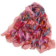 TR.OD Women Printed Big Floral Chiffon Scarf Shawl Wrap Large