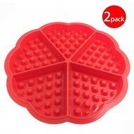 Cy3Lf Heart-shaped Silicone Waffle Mold Silicone Cake Bakeware Checkered Baking Tools, Red(Pack of 2) N2