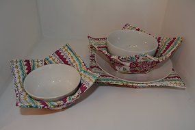 Microwave Bowl Cozies // Reversible // Set of 3 // 1 Small Bowl Cozy // 1 Medium Bowl Cozy // 1 Dinner Plate Cozy... N29