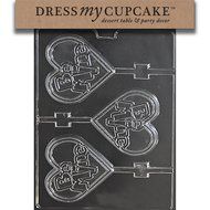 Dress My Cupcake DMCV165 Chocolate Candy Mold, Be Mine Large Heart Lollipop, Valentine&#039;s Day