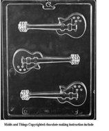 Electric Guitar Chocolate Mold Soap Mold With &copy; Candy Making Instruction -Set of 2