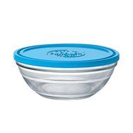 Duralex Made In France Lys Round Bowl with Lid, 0.5 quart, Clear/Blue N3