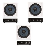 Blue Octave BDW10 In Wall 10" Passive Subwoofer Speakers Home Theater 3 Sub and 3 Amp Set