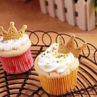 Yatim 100 Pcs Gold Glitter Crown Card Cake Cupcake Toppers Birthday Wedding Party Picks Baby Bridal Shower Decoration... N3