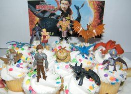 How to Train Your Dragon Set of 12 Figure Cake Toppers / Cupcake Party Favor Decorations with 9 Dragons, Hiccup... N3