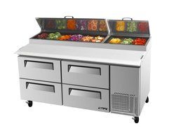 Turbo Air - Super Deluxe 9 Pan 4 Drawer Refrigerated Pizza Prep Table