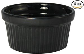 ITI Ceramic Stackable Baking Ramekins / Condiment Sauce Cups with Pan Scraper, Medium / Large, 4-Pack (6 Ounce... N23