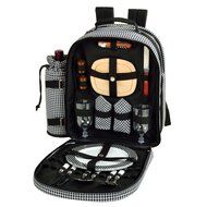 Picnic at Ascot - Deluxe Equipped 2 Person Picnic Backpack with Cooler &amp; Insulated Wine Holder - Trellis Blue N8
