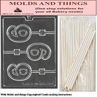 Number 6 Lolly numbers and letters Chocolate candy mold &copy; Molding Instruction+ 25 Lollipop sticks