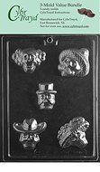 CybrTrayd H165-3BUNDLE Day of The Dead Chocolate Candy Mold with Exclusive Copyrighted Chocolate Molding Instructions