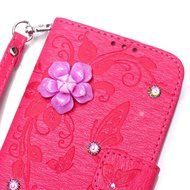 iPhone 7 Case, iPhone 7 Wallet Case,PHEZEN Beauty Luxury Handmade Rose Flower Butterfly Bling Diamond PU Leather... N38