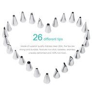 Oria Cake Decorating Tips Kits, 26 Piece Professional Stainless Steel DIY Icing Tip Tool Set with 1 Reusable Silicone... N5