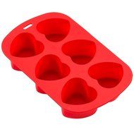 Sorbus 6-Cavity Silicone Heart Mold Pan, Red