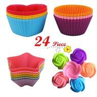 U Choicetore 24 Pcs Silicone Baking Cup/Silicone Cupcake Cup/Muffin Silicone Cup/ Cupcake Liners Each with 6 Different... N4