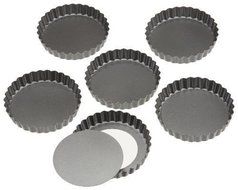 Wilton Perfect Results 4 Inch Round Tart Quiche Torte Pan Set of 6