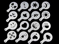 Efanr 16PCS/Set Plastic Coffee Latte Garland Mould Printing Model Template Pad Duster Spray Cappuccino Fancy Coffee... N3