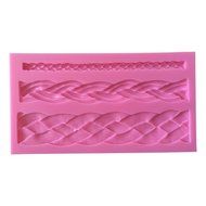 LYNCH 3 Kinds Rope Shape Silicone Mold Fondant Non-stick Cake Kitchen Tool,Pink N2