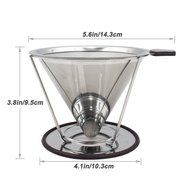 Pour Over Stainless Steel Coffee Dripper by Glowseen, Cone Coffee Filter Double Fine Mesh Coffee Maker with Stand... N2