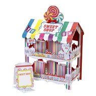 Talking Tables Street Stalls Sweet Shop Multi Stripe 2 Tier Treat Holder Stand, Multicolor N3