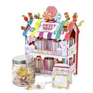 Talking Tables Street Stalls Sweet Shop Multi Stripe 2 Tier Treat Holder Stand, Multicolor N4