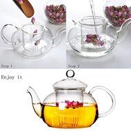 Zytho(TM) Practical Heat Resistant Glass Teapot with Infuser Coffee Tea Leaf Herbal Classic 400ML/600ML/800ML/... N3
