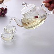 Zytho(TM) Practical Heat Resistant Glass Teapot with Infuser Coffee Tea Leaf Herbal Classic 400ML/600ML/800ML/... N4