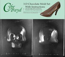 Cybrtrayd H166AB Large 3D Skull Chocolate Candy Mold Bundle with 2 Molds and Exclusive Cybrtrayd Copyrighted 3D...