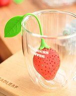 Pinovk Cute Reusable Strawberry Silicone Herbal Spice Tea Leaf Infuser Strainer Filter Bag Tea Ball N3