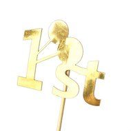 20pcs Baby First 1st Birthday Party Supplies Cupcake Picks Toppers Decoration - Gold N3