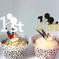 20pcs Baby First 1st Birthday Party Supplies Cupcake Picks Toppers Decoration - Gold N5