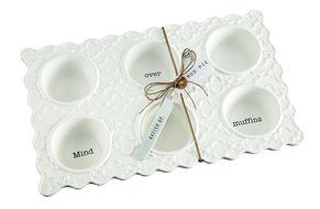 Mud Pie Novelty Muffin Pan Serving Dish, White N2