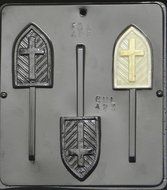 Cross on Window Lollipop Chocolate Candy Mold Religious 423 N2