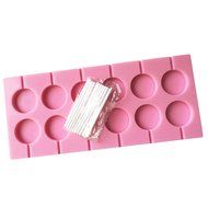 GoFriend 12-Capacity Round Silicone Lollipop Mold for Baking Chocolate, Hard Candy, Fondant Mould with Sticks,... N6