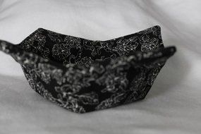Microwave Bowl Cozy Bowl Potholder Reversible Black and White Floral