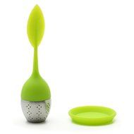 Mychampion Set of 1 Tea Infuser Leaf Strainer Handle with Steel Ball Silicone Leaf Lid, Green N2