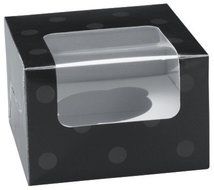 Black With Polka Dots Single Serve Cupcake Boxes - 24 Ct