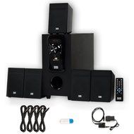 Acoustic Audio AA5150 Home 5.1 Speaker System with USB Bluetooth Optical Input FM and 4 Ext. Cables