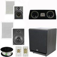 Theater Solutions 5.1 Home Theater 8" and 6.5" Speaker Set with Center, 12" Powered Sub and More TS6W8WC51SET7