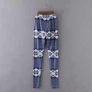 PHOTNO Casual Women Lady Skinny Geometric Print Stretchy Jegging Pants Slim Leggings N43