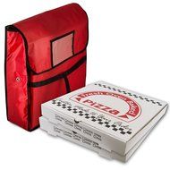 Red Insulated Pizza Pie Delivery Bag - Fits two 18" Pizza Boxes - 20 x 20 x 6" N3