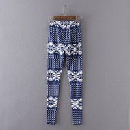 PHOTNO Casual Women Lady Skinny Geometric Print Stretchy Jegging Pants Slim Leggings N48